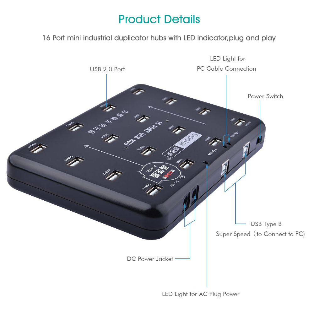 Usb Hub - Hub USB 2.0 de 16 Portas