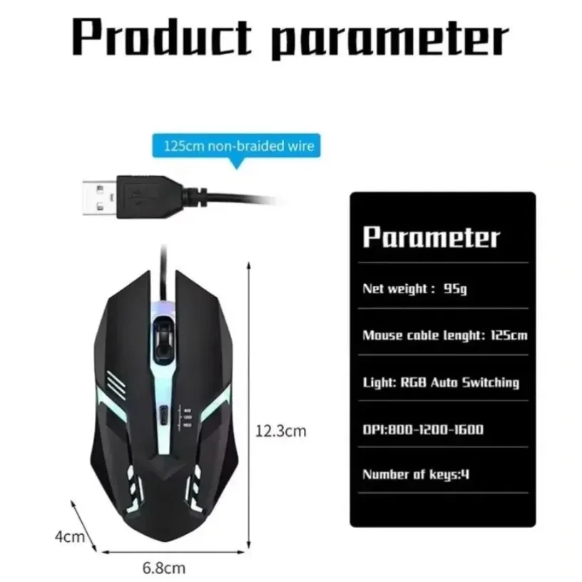 Rato de jogos com fio USB, óti - Laptop Mouse avaliação e preço