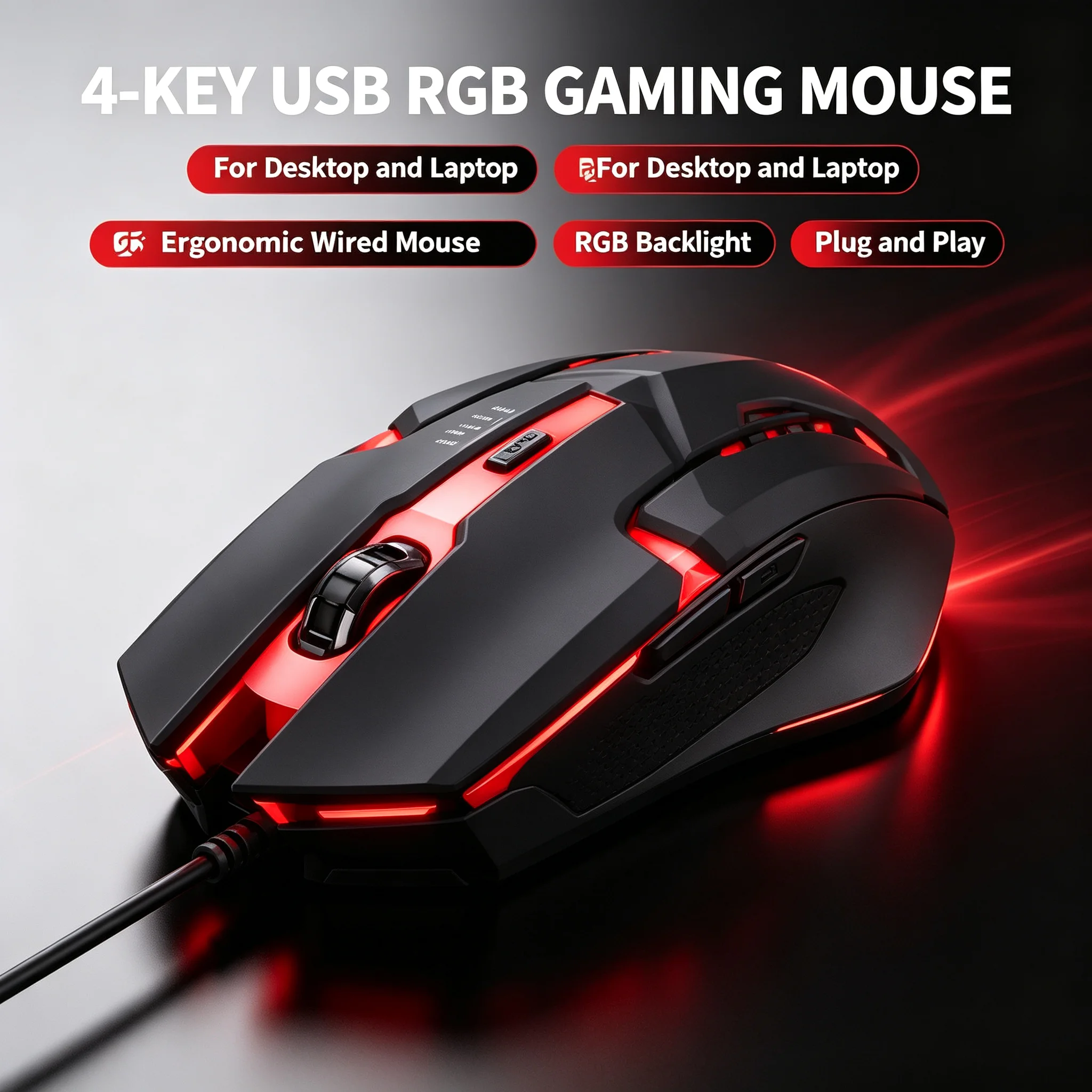 Rato de jogos com fio USB, óti - Laptop Mouse avaliação e preço
