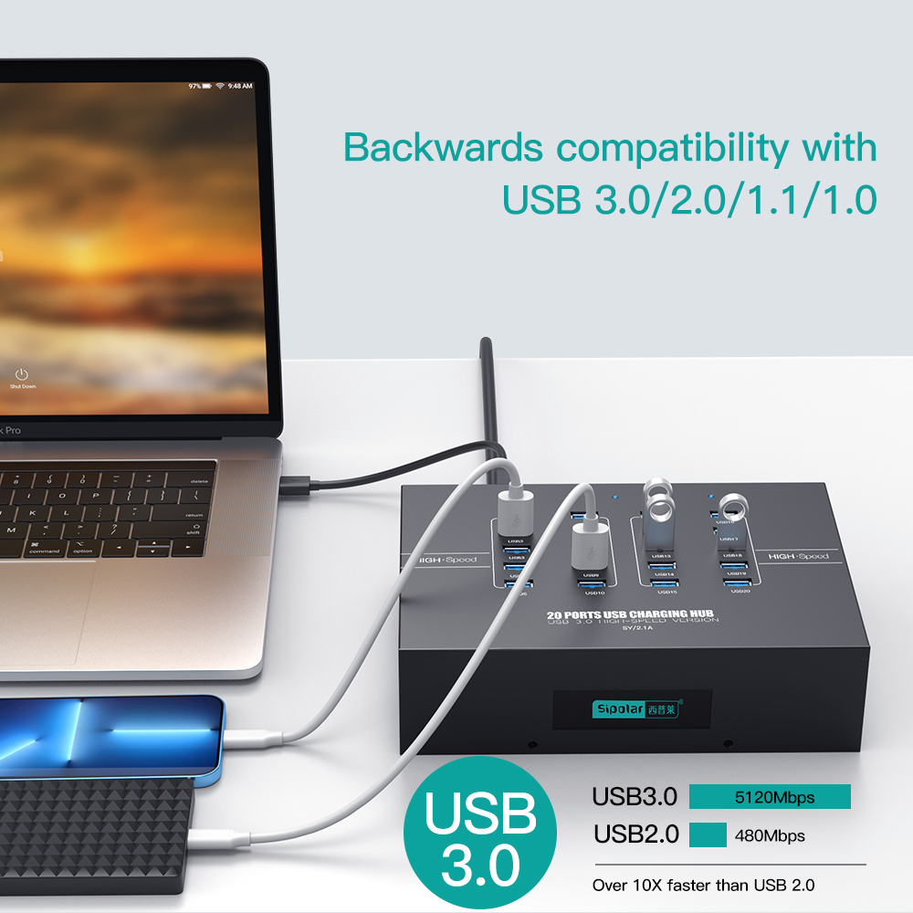 Hub de Carregamento USB 3.0 de - Usb Hub avaliação e preço